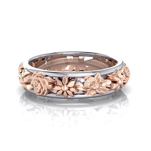 3Pcs Fashion Double Color Flower Finger Ring Round Shape Rose Gold Women Rings Jewelry