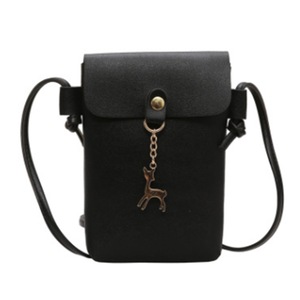 3Pcs Mini PU Leather Shoulder Bag Ladies Handbag Phone Case (Black)