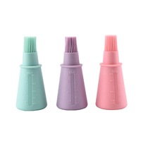 3PCS Opaque Silicone Straight Oil Bottle Brush BBQ BBQ Oil Brush with Scale Brush Kitchen Tool