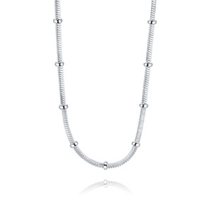 3PCS Silver plating Beads Necklace for Women Fashion Wedding Engagement Jewelry
