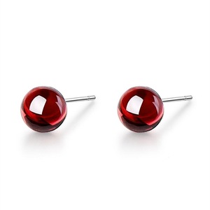 3PCS Silver plating Earrings for Women Jewelry Red Earring Bead Stud Earrings Gift