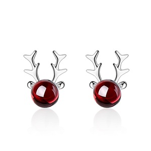 3PCS Silver plating Fashion Christmas Deer Earrings Stud Fashion Jewelry for Women Christmas Gift