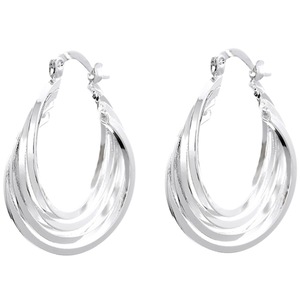 3PCS Silver plating Four Coils Circle Hoop Earring for Woman Fashion Party Wedding Engagement Party Jewelry