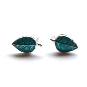 3PCS Silver plating Green Leaf Stud Earrings Wedding Party Jewelry for Women Gifts