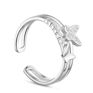 3PCS Silver plating Jewelry Fashion Woman Open Ring Retro Butterfly Ring