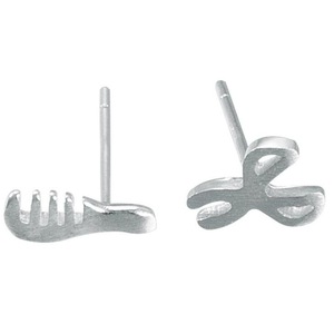 3PCS Silver plating Jewelry for Women Cute Asymmetric Scissors Comb Earring Stud Small Stud Earring for Girls