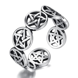 3PCS Silver plating Ring Fashion Woman Jewelry Retro Simple Adjustable Hollow Stars Ring