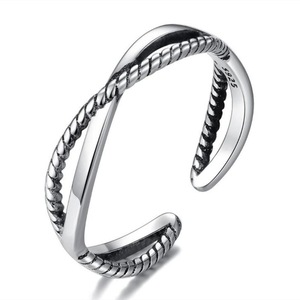 3PCS Silver plating Ring Fashion Woman Jewelry Retro Simple Adjustable Interwoven Hollow Ring