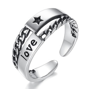 3PCS Silver plating Ring Fashion Woman Jewelry Retro Simple Adjustable Letters Love Stars Ring
