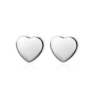 3PCS Silver plating Smooth Heart Stud Earrings For Woman Wedding Engagement Fashion Party Charm Jewelry