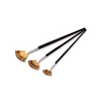 3PCS Wooden Fan-shaped Brush Student Art Class Watercolor Chalk Oil Brush Set