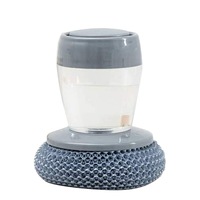 3Psc Kitchen Soap Dispensing Palm Brush Easy Use Scrubber Wash Clean Tool Holder Soap Dispenser Brush Kitchen Cleaning Tool