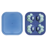 4-hole Creative Household Frozen Ice Cube Refrigerator Square Plastic Ice with Lid DIY Food Supplement Box-Blue