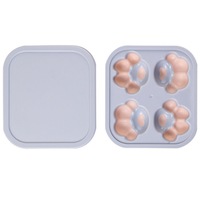 4-hole Creative Household Frozen Ice Cube Refrigerator Square Plastic Ice with Lid DIY Food Supplement Box-Purple