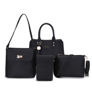 4 in 1 Casual PU Shoulder Bag Ladies Handbag Messenger Bag (Black)