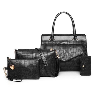 4 in 1 Fashionable PU Leather Women's Handbag Single-shoulder Bag Messenger Bag (Black)