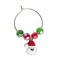 4 Pcs Wine Glass Pendants Decoration Christmas Party New Year Table Decorations Cup Ring Metal Ring Decor Santa Claus