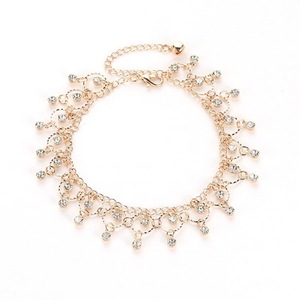 4 Pcs Women Fashion Crystal Tassel Anklet Beach Foot Jewelry - Gold