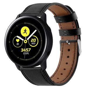 42mm Leather Smart Watch Band Soft Watch Strap for Samsung Galaxy Watch Active BLACK COLOR