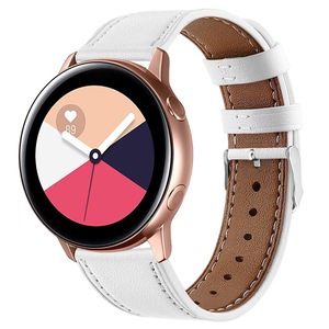 42mm Leather Smart Watch Band Soft Watch Strap for Samsung Galaxy Watch Active WHITE COLOR