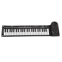 49-key Hand-rolled Piano Portable Folding Electronic Piano Beginner Practice Piano with Speakers Suitable for Children-Black