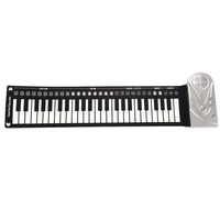 49-key Hand-rolled Piano Portable Folding Electronic Piano Beginner Practice Piano with Speakers Suitable for Children-Silver
