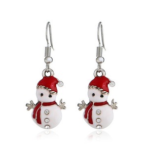 4Pair Sweet Earring Drop Earrings Red Christmas Snowman Earrings Cute Jewelry For Women