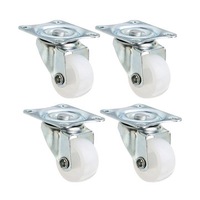 4pcs 1 Inch White PP Plastic Furniture Foot Wheel Flat Moving Universal Wheels