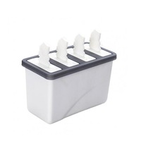 4Pcs 4 Cavity Ice Pop Mold Non-stick Safe Plastic Retro Ice Cream Mould for Home