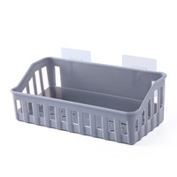 4Pcs Adhesive Basket Bathroom Shower Plastic Shelf Holder Storage Rack