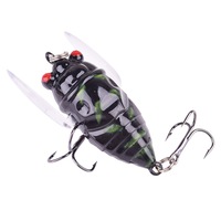 4PCS Bionic Insect Popper Fishing Lures 5cm 6g Simulation Cicada Wing Topwater Wobbler Artificial Hard Bait Crankbaits