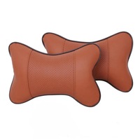 4PCS Car Seat PU Leather Pillow Soft Headrest Cushion Pad Memory Foam Head Neck Protector