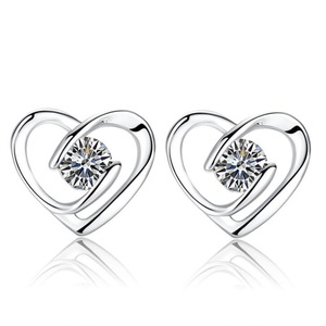 4PCS Copper Earrings Woman Fashion Jewelry Heart-shaped Earrings