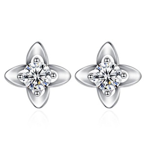 4PCS Copper Earrings Woman Fashion Jewelry Retro Simple Flower Earrings
