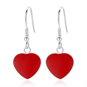 4PCS Copper Jewelry Woman Fashion Earrings Retro Long Tassel Red Heart Pop Hook Earrings