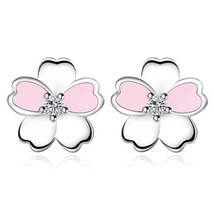 4PCS Copper Stud Earrings Woman Fashion Jewelry Flower Earring