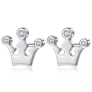 4PCS Copper Stud Earrings Woman Fashion Jewelry Retro Crown Earrings