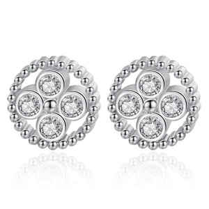 4PCS Copper Woman Fashion Jewelry Retro Hollow Round Angel Eye Stud Earrings
