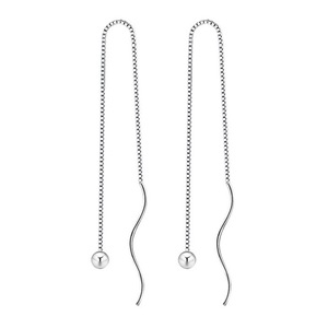 4PCS Copper Woman Jewelry Ladies Long of White Fungus Line Simple Fashion Drop Earrings Girl Jewelry