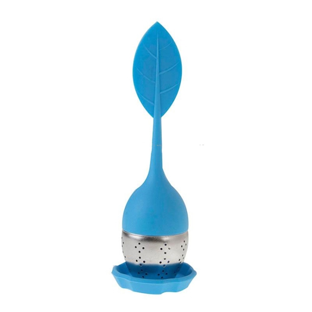 4Pcs Food Grade Leaf Silicone Make Tea Bag Stainless Steel Tea Strainers(Blue)