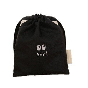 4Pcs Mini Cartoon Nylon Storage Bag Black Cosmetic Makeup Case Organizer Drawstring Pouch Sundries Sorting Bag Sanitary Napkin Bag