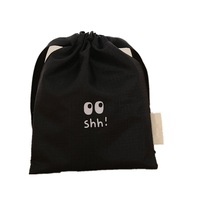 4Pcs Mini Cartoon Nylon Storage Bag Black Cosmetic Makeup Case Organizer Drawstring Pouch Sundries Sorting Bag Sanitary Napkin Bag