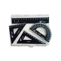 4pcs/set Metal Ruler Set Metal/Plastic/Soft Geometry Maths Drawing compass stationery Rulers mathematical for School