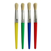 4PCS-set Paint Brush For Children Oil Watercolor Painting Candy Color Plastic Handel Bristel Brushes Gouache Drawing Art Tools