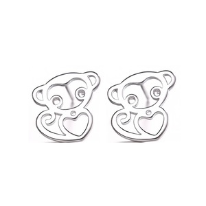 4PCS Silver plating Hollow Monkey Earring for Women Girl Earrings Jewelry