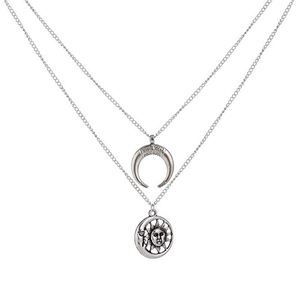 4Pcs Vintage Sun Moon Pendant Necklace Charm Chain Multilayer Necklace Jewelry For Women