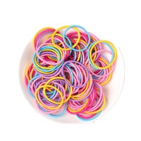 4SETS 100Pcs/Set Children Girls Hair Bands Candy Color Hair Ties Colorful Basic Simple Rubber Band Elastic Scrunchies Hair Accessories