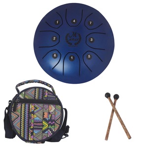 5.5Inch 8Notes Mini Steel Tongue Drum with Bag Outdoor Music Enthusiast Instrument Musical Drum BLUE COLOR