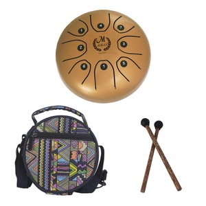 5.5Inch 8Notes Mini Steel Tongue Drum with Bag Outdoor Music Enthusiast Instrument Musical Drum GOLD COLOR