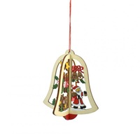 5 Pcs Christmas Tree Ornaments Hanging Xmas Tree Home Party Decor 3D Pendants High Quality Wooden Pendant Decoration Color Bell